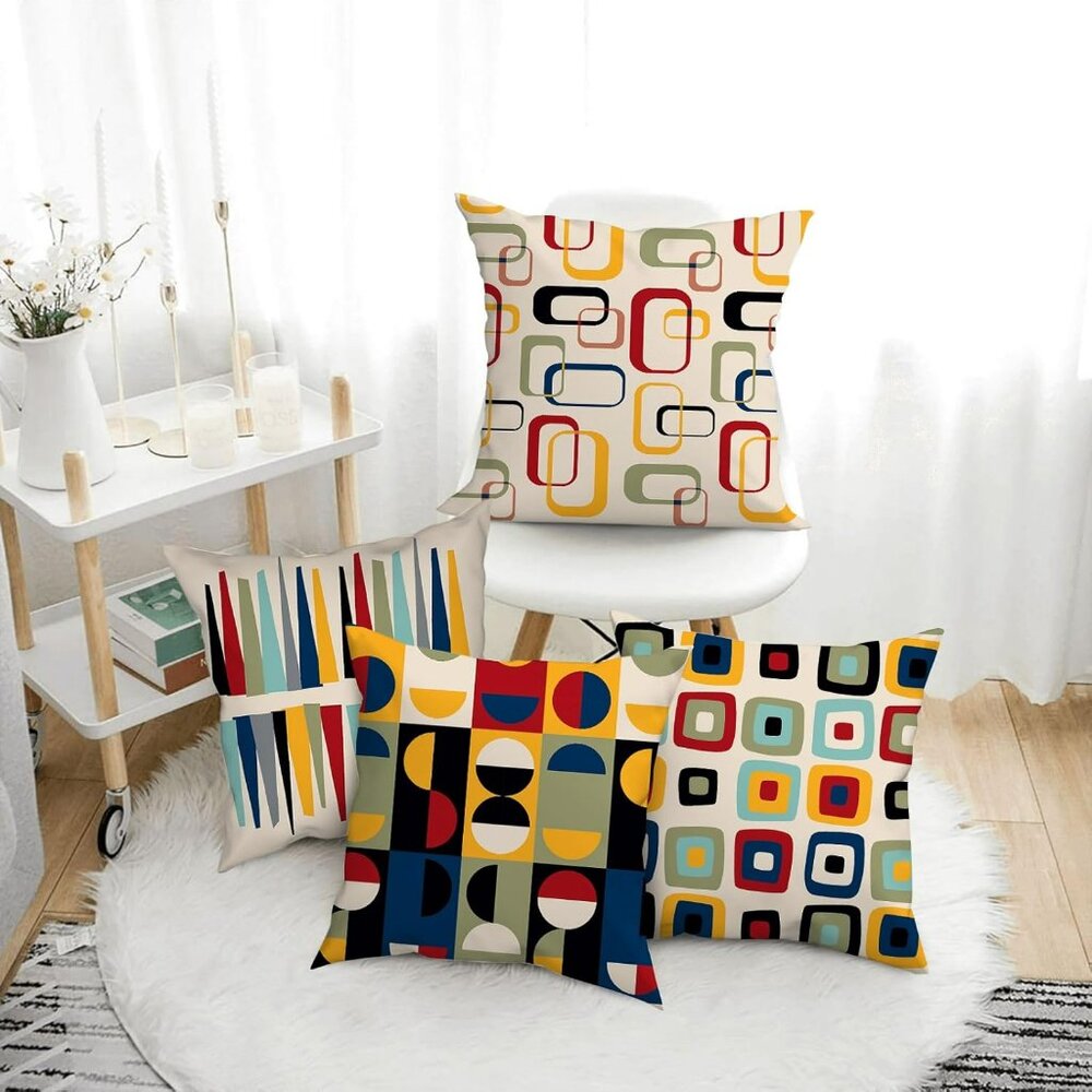 Retro Look Pillow Covers Set of 4 for the Mid Century Modern‎ Home